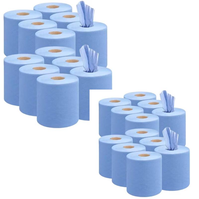 6-36pcs Blue Rolls Centrefeed 2 Ply Strong Absorbent Rolls Embossed Paper Towels