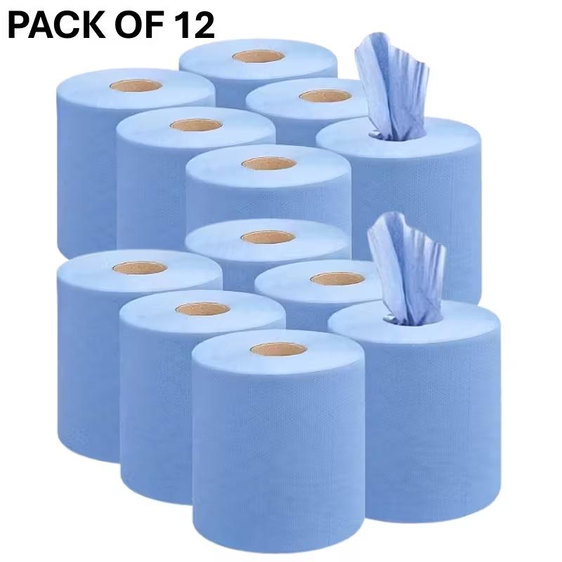 6-36pcs Blue Rolls Centrefeed 2 Ply Strong Absorbent Rolls Embossed Paper Towels