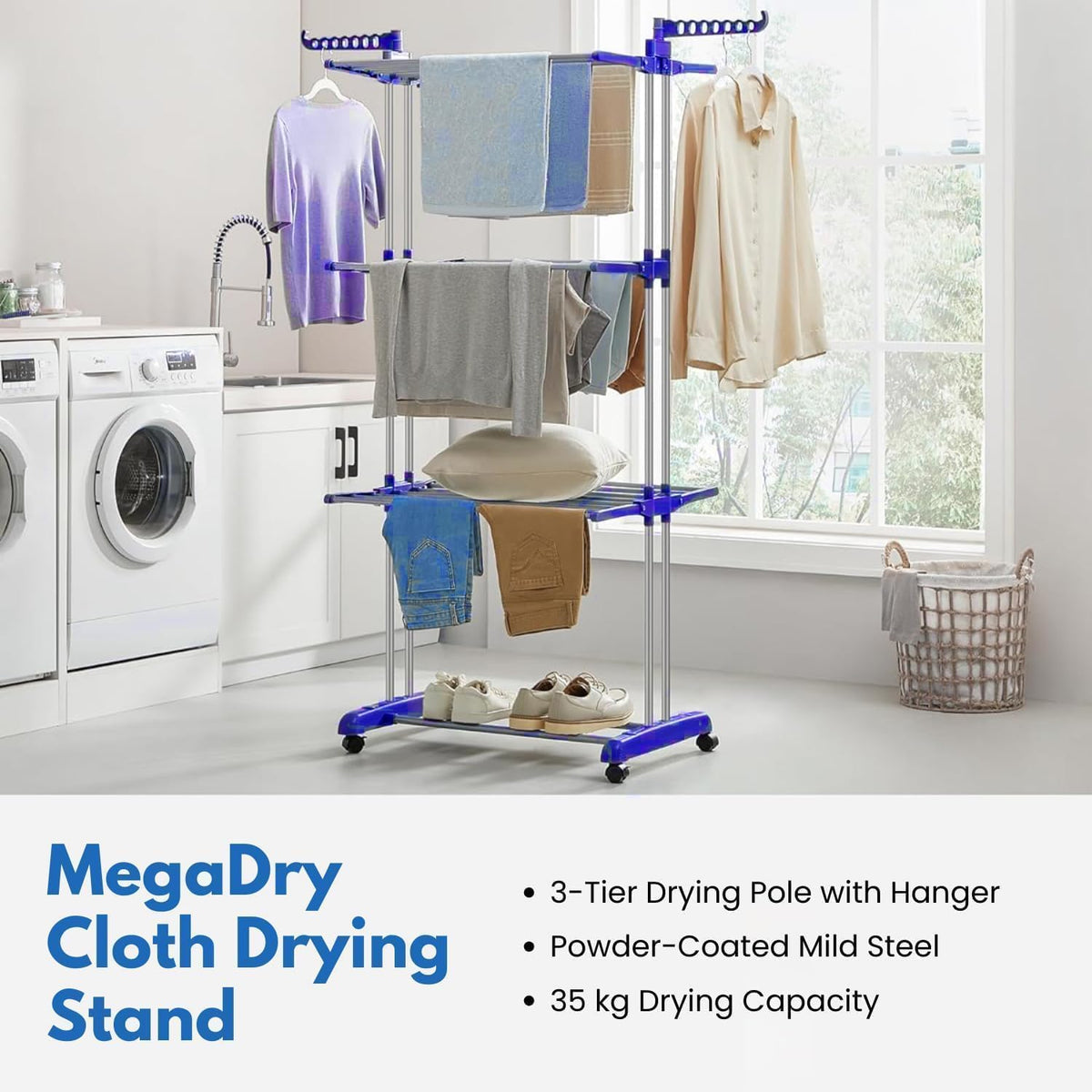4 Tier Extra Large Clothes Airer Indoor & Outdoor Foldable Laundry Dryer Rack Hangable Hanger Racks for Fresh Dry Clothes