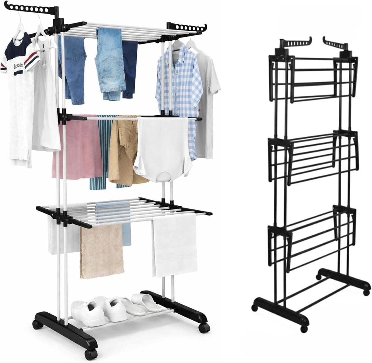 4 Tier Extra Large Clothes Airer Indoor & Outdoor Foldable Laundry Dryer Rack Hangable Hanger Racks for Fresh Dry Clothes
