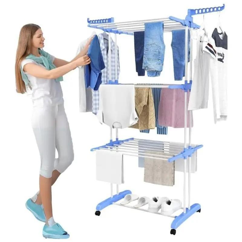 4 Tier Extra Large Clothes Airer Indoor & Outdoor Foldable Laundry Dryer Rack Hangable Hanger Racks for Fresh Dry Clothes