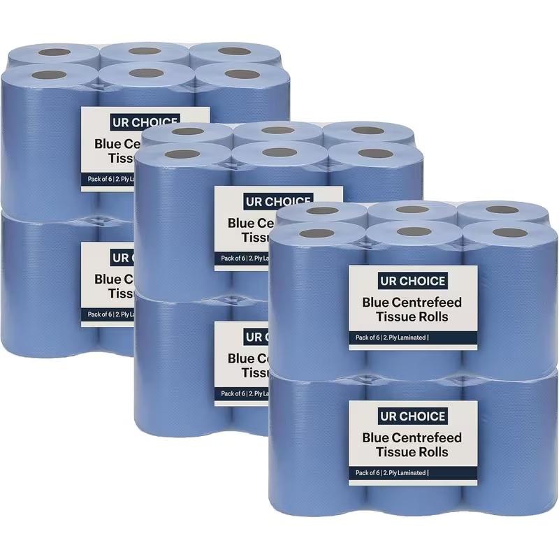 6-36pcs Blue Rolls Centrefeed 2 Ply Strong Absorbent Rolls Embossed Paper Towels