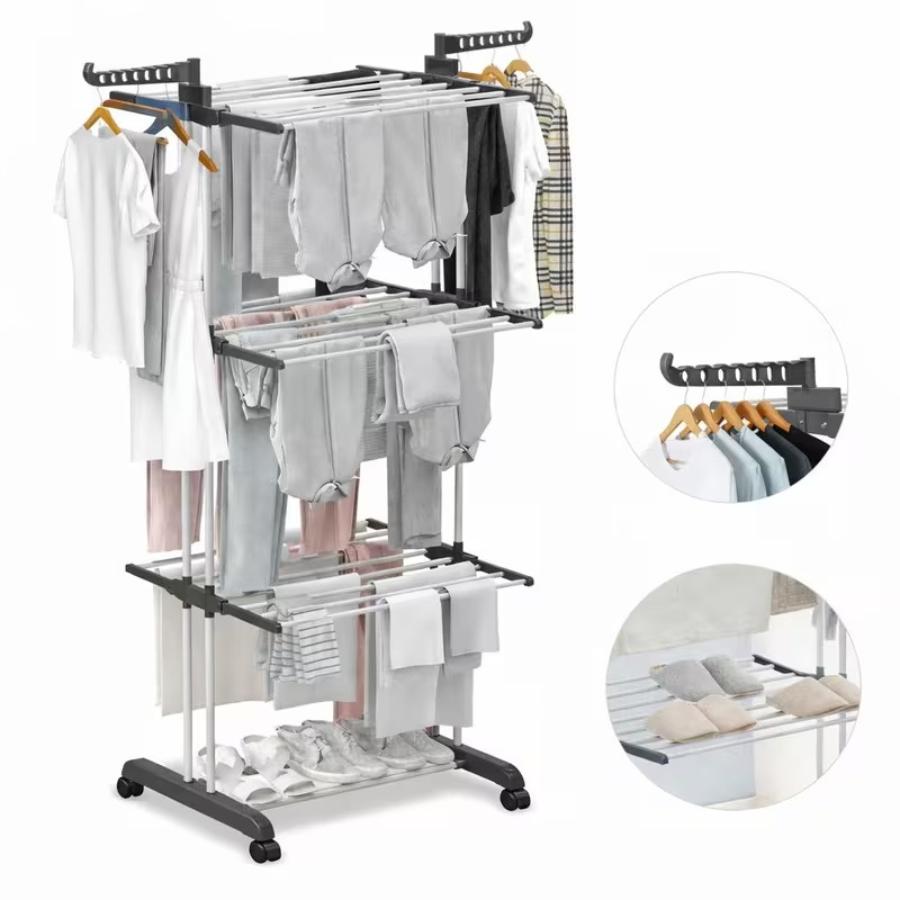 4 Tier Extra Large Clothes Airer Indoor & Outdoor Foldable Laundry Dryer Rack Hangable Hanger Racks for Fresh Dry Clothes