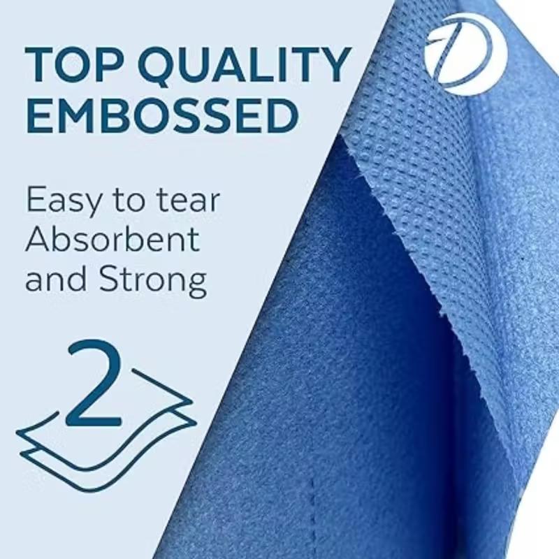 6-36pcs Blue Rolls Centrefeed 2 Ply Strong Absorbent Rolls Embossed Paper Towels