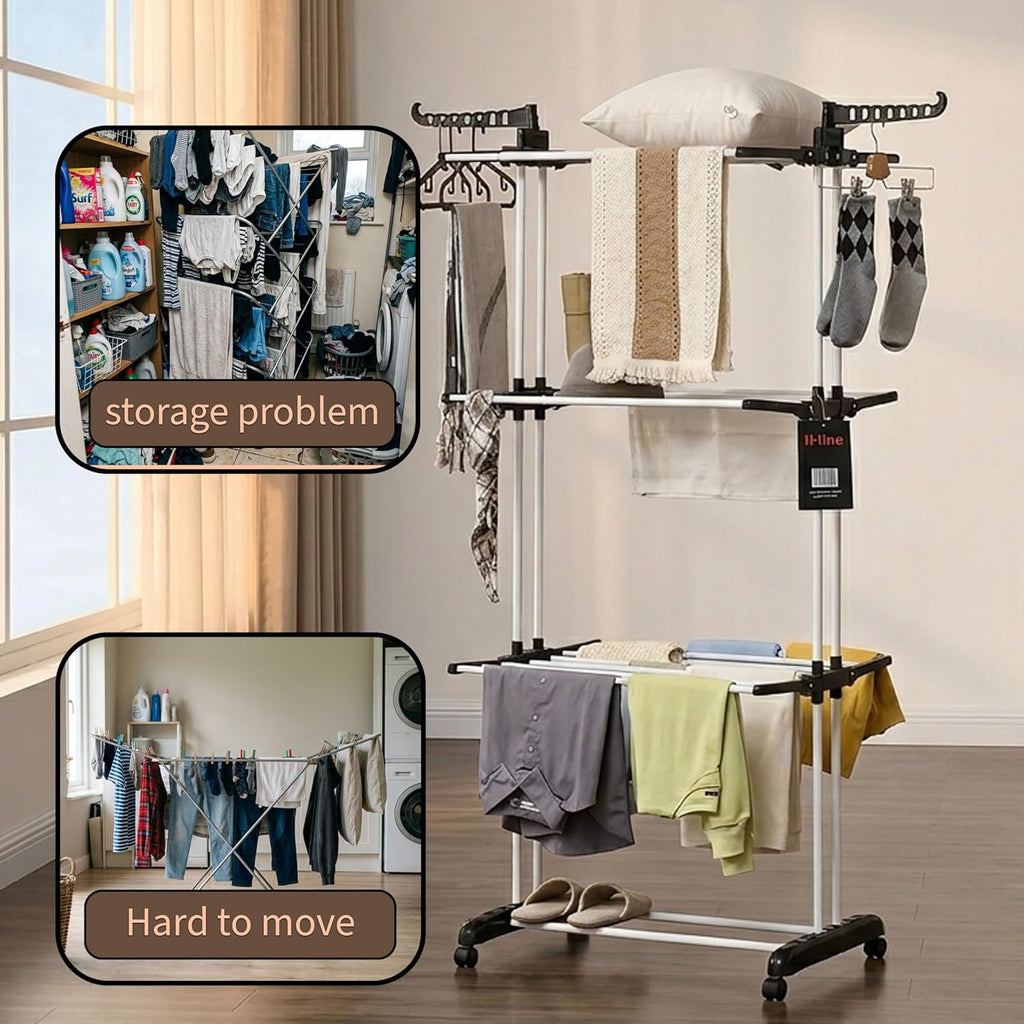 4 Tier Extra Large Clothes Airer Indoor & Outdoor Foldable Laundry Dryer Rack Hangable Hanger Racks for Fresh Dry Clothes