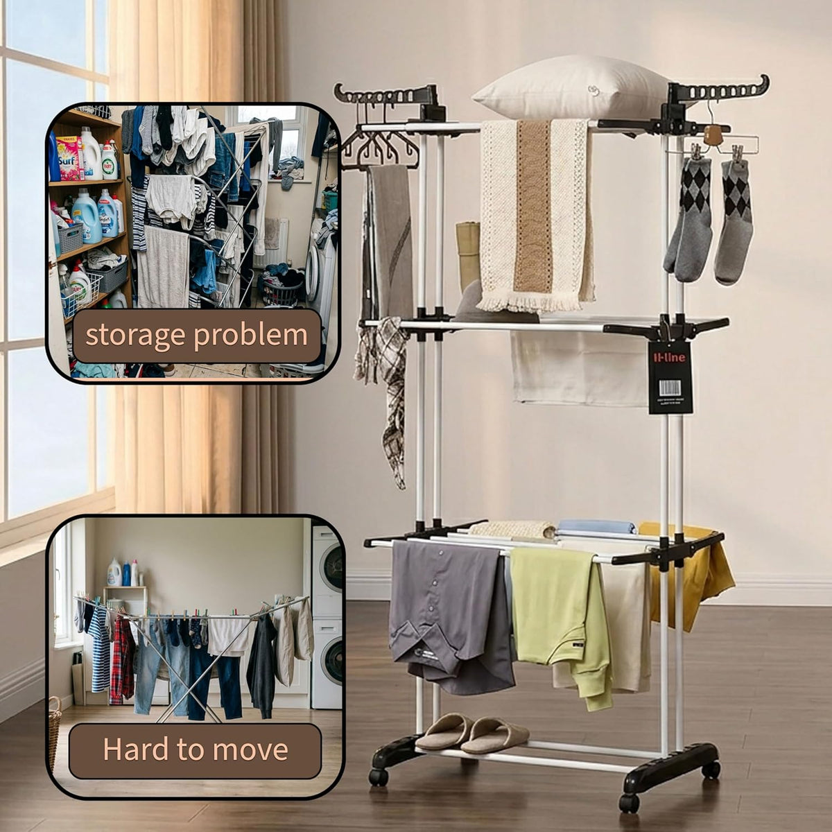 4 Tier Extra Large Clothes Airer Indoor & Outdoor Foldable Laundry Dryer Rack Hangable Hanger Racks for Fresh Dry Clothes